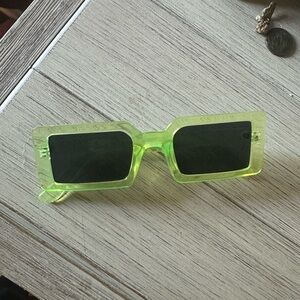 Neon Green Rectangular Sunglasses